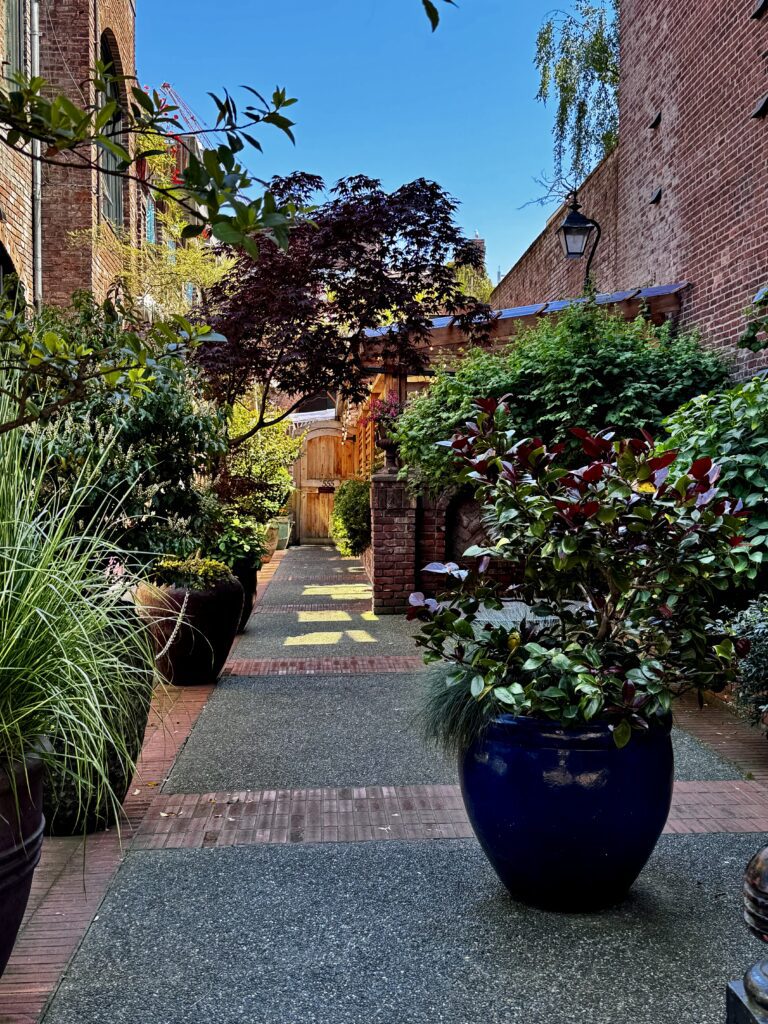 Courtyard dining area at Il Terrazzo restaurant in Victoria, British Columbia